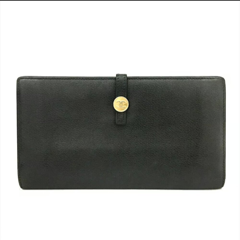 Authentic Chanel Coco Button Cc Logo Leather Long… - image 8